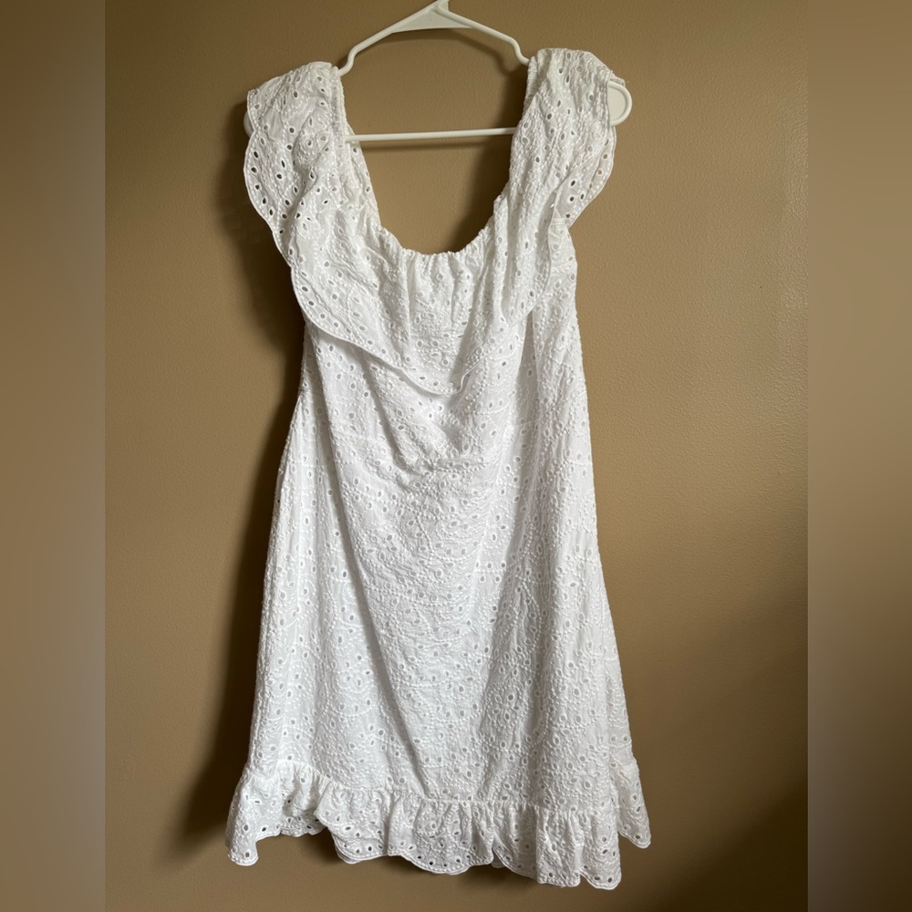 Express White Eyelet Off-Shoulder Mini Dress Size XL